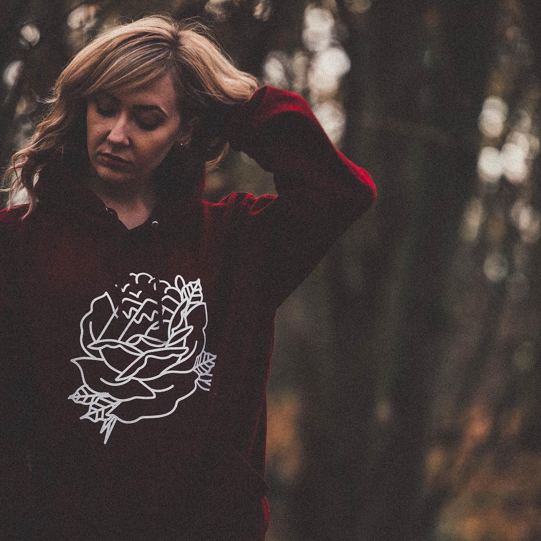 Burgundy Rose Mountain Hoodie